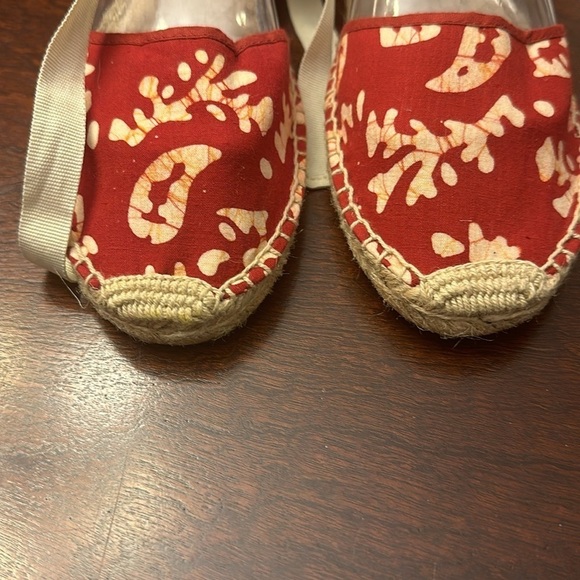 Wren x Soludos Batik Leaves Espadrille Sandals From Red & Cream Sz 9 Preppy Boho - Picture 9 of 12